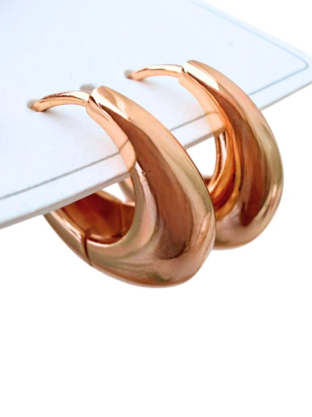 Chunky Dome Huggie Hoop Earrings – Rose Gold Plated | Modern Minimalist